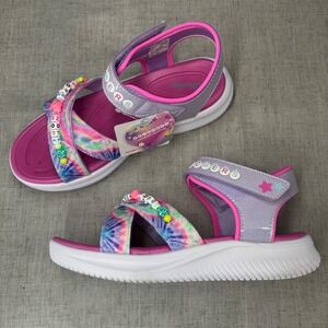 NWT‎ Skechers Friendship Collection Tie Dye Beaded Purple Pink Sandals Size 4